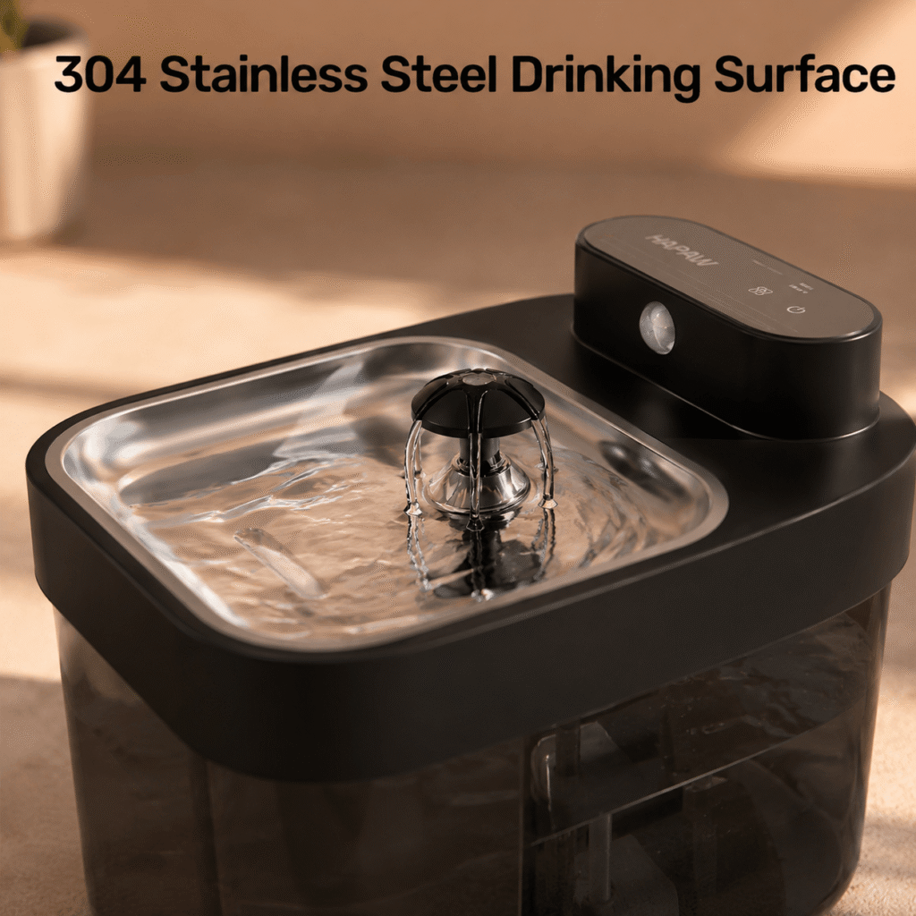 HAPAW Cat Water Fountain - 304 Stainless Steel Drinking Surface