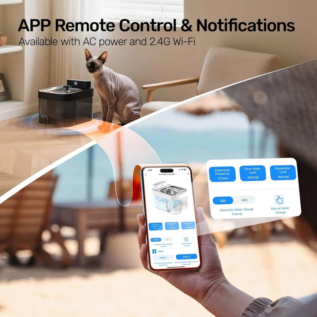 HAPAW Cat Water Fountain - Smart Monitoring & Maintenance Alerts