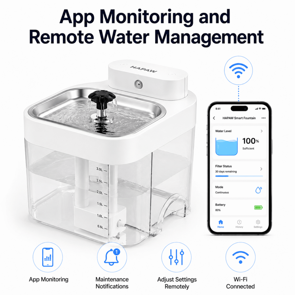 HAPAW Cat Water Fountain - App Monitoring and Remote Water Management